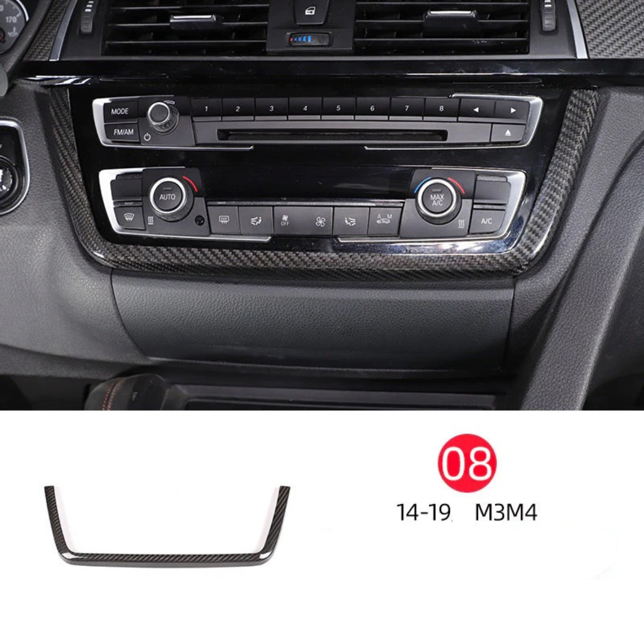 Suitable for 14-18 BMW M3 M4 true carbon fiber interior modification accessories central control head decorative cover