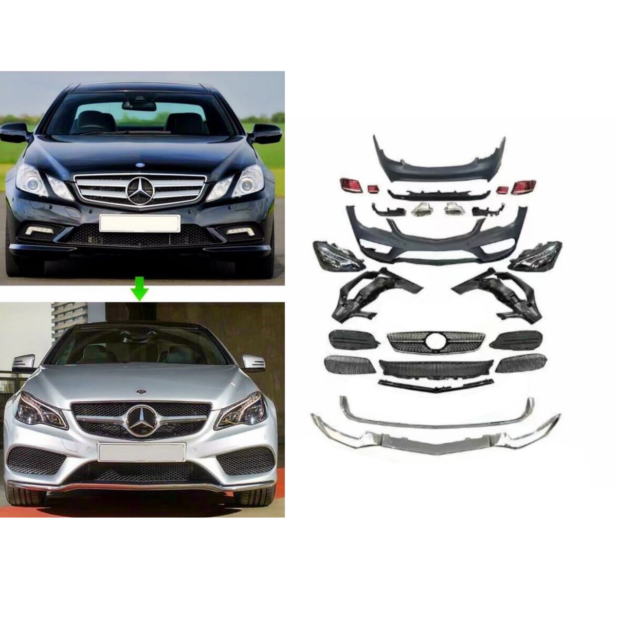 Mercedes-Benz E-Class Coupe C207 2010–2013 to 2014 AMG Facelift Conversion Body Kit – Bumpers, Grille, Headlights & Taillights