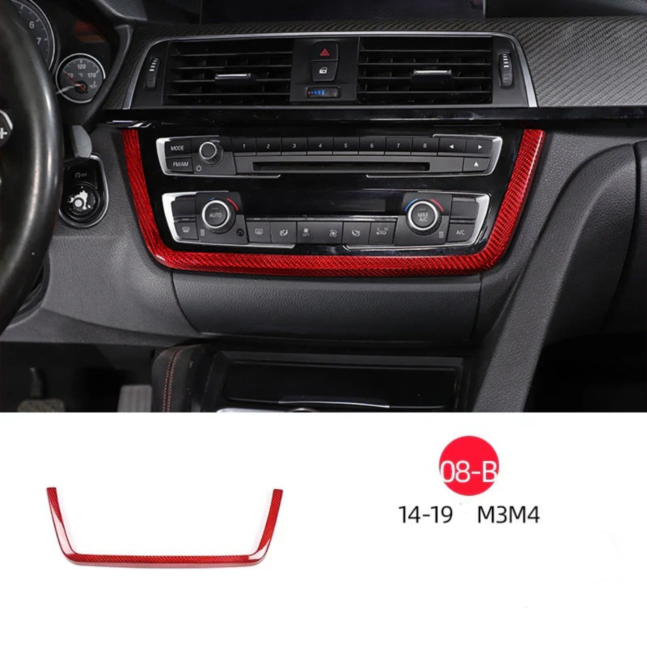 Suitable for 14-18 BMW M3 M4 true carbon fiber interior modification accessories central control head decorative cover
