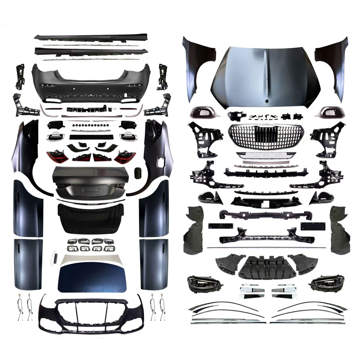 Mercedes-Benz S-Class W221 (2006–2013) to W223 Maybach (2024) Conversion Body Kit – Bonnet, Fenders, Bumpers, Side Skirts, Grille, Headlights & Taillights