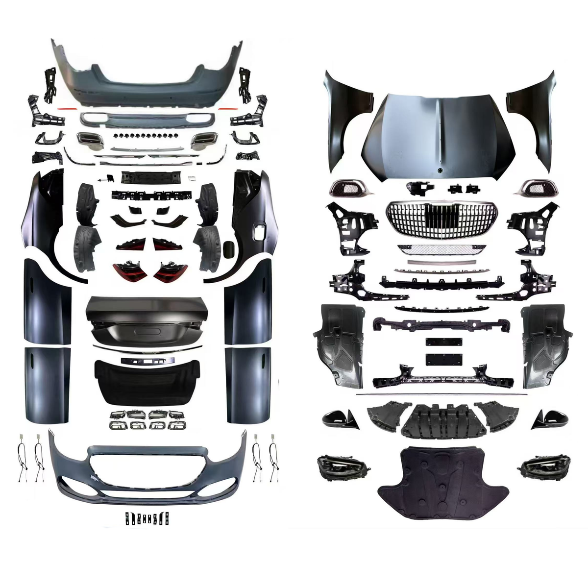 Mercedes-Benz S-Class W222 (2014–2020) to W223 Maybach (2024) Conversion Body Kit – Bonnet, Fenders, Bumpers, Grille, Headlights & Taillights