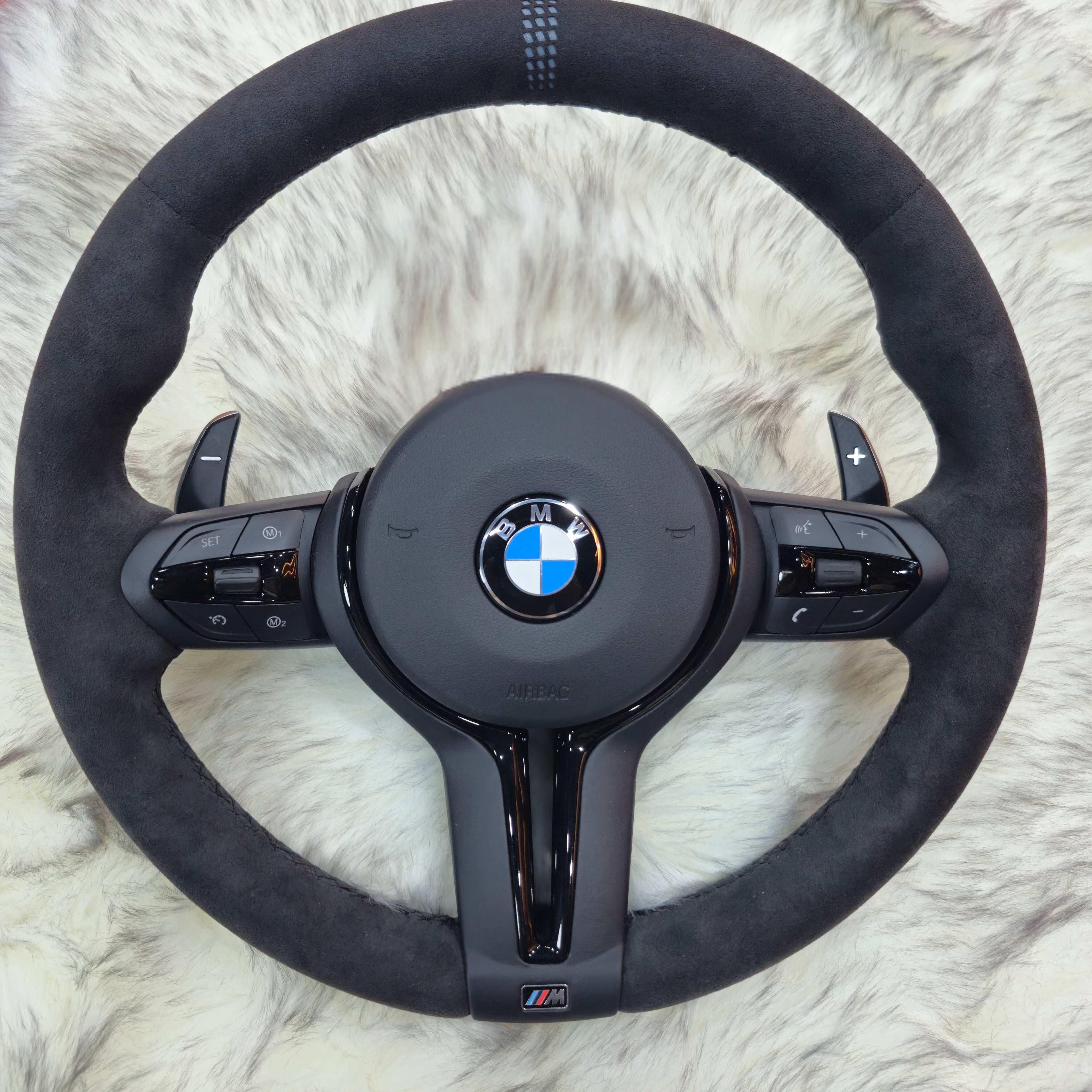 Black Full Alcantara Black Trim Steering wheel  Fit  Bmw F Series