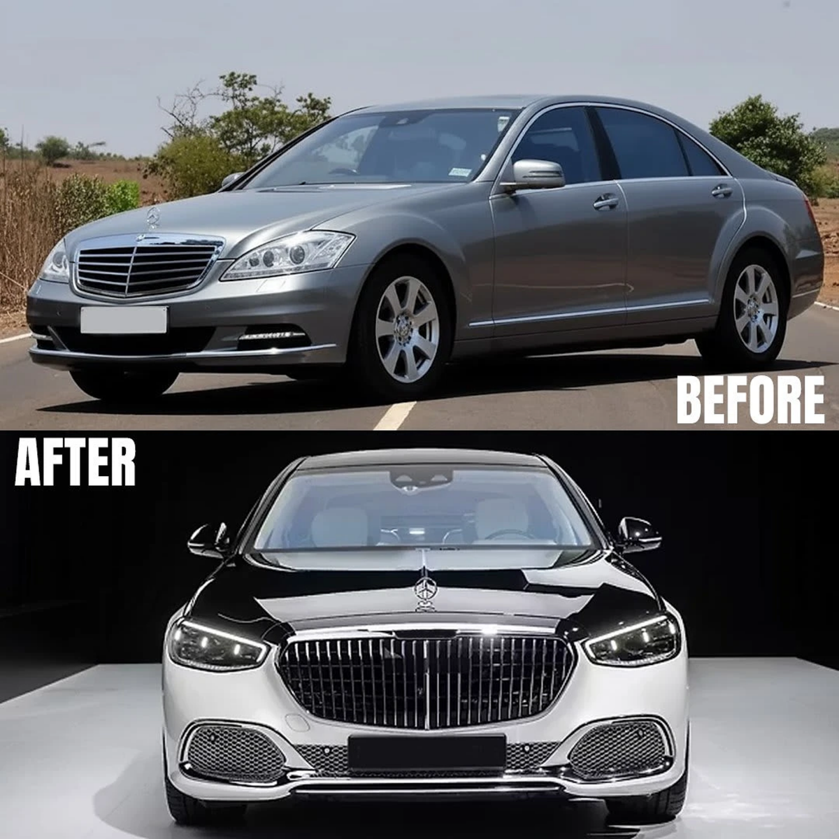 Mercedes-Benz S-Class W221 (2006–2013) to W223 Maybach (2024) Conversion Body Kit – Bonnet, Fenders, Bumpers, Side Skirts, Grille, Headlights & Taillights