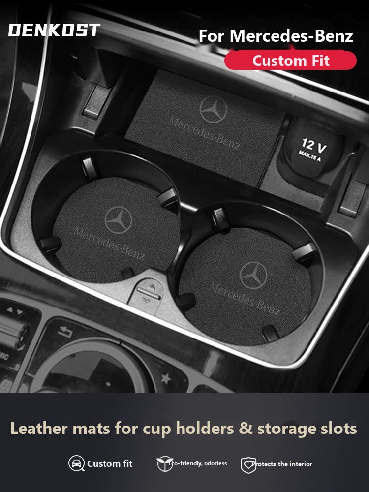 Mercedes-Benz leather console and cup holder mats