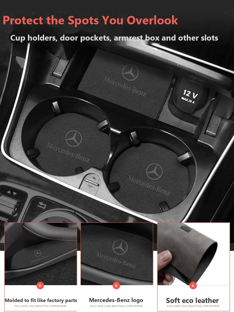 Mercedes-Benz leather console and cup holder mats