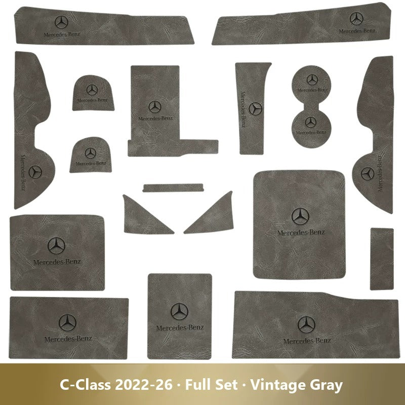 Mercedes-Benz leather console and cup holder mats