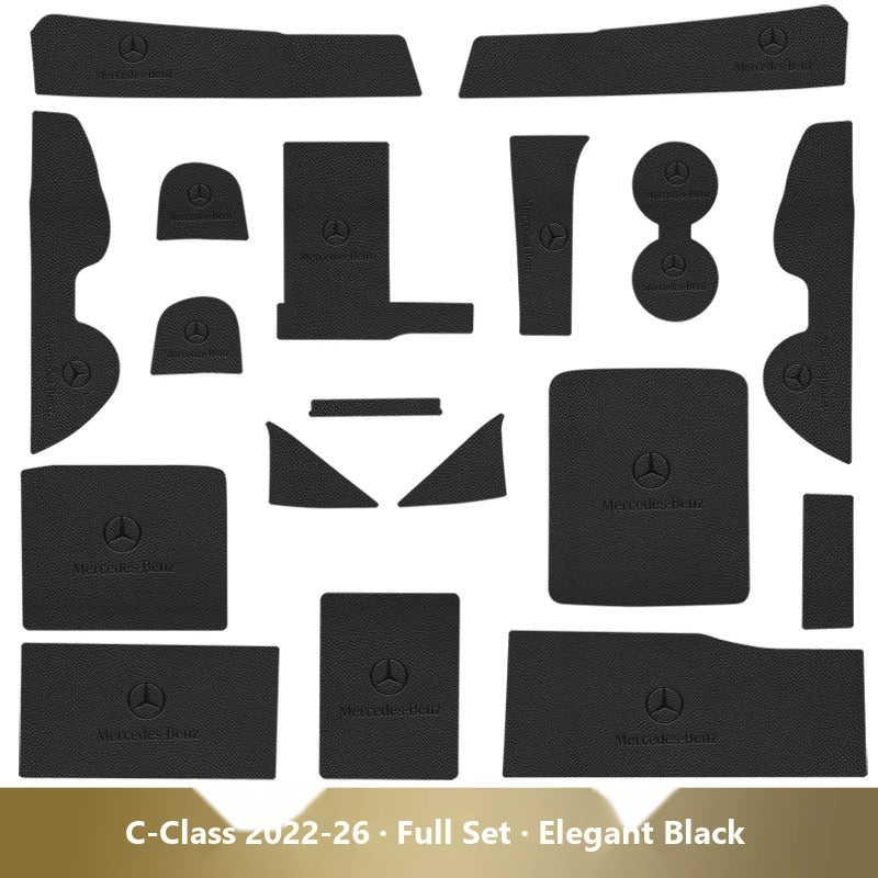 Mercedes-Benz leather console and cup holder mats