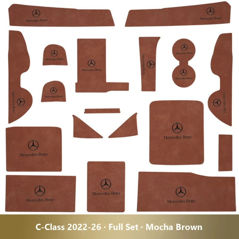 Mercedes-Benz leather console and cup holder mats