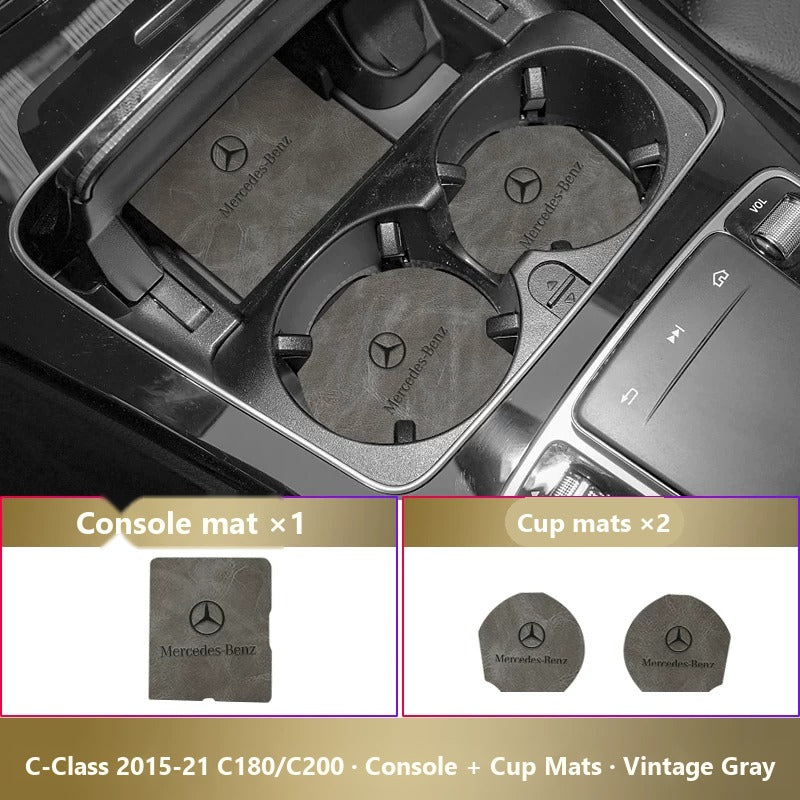 Mercedes-Benz leather console and cup holder mats