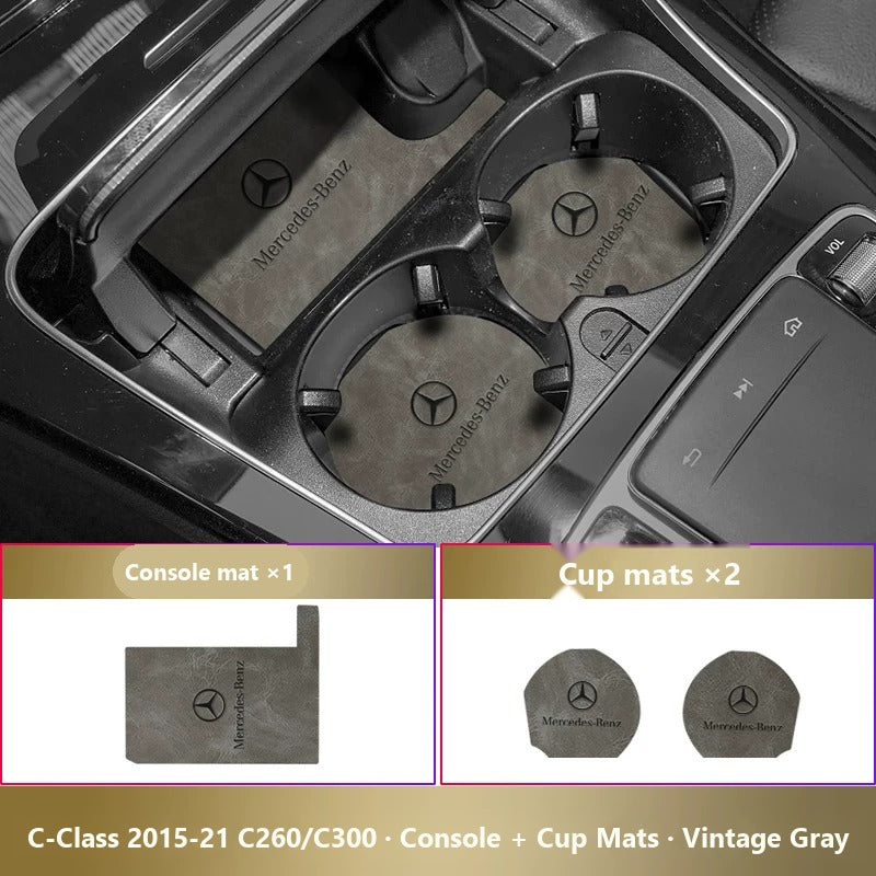 Mercedes-Benz leather console and cup holder mats