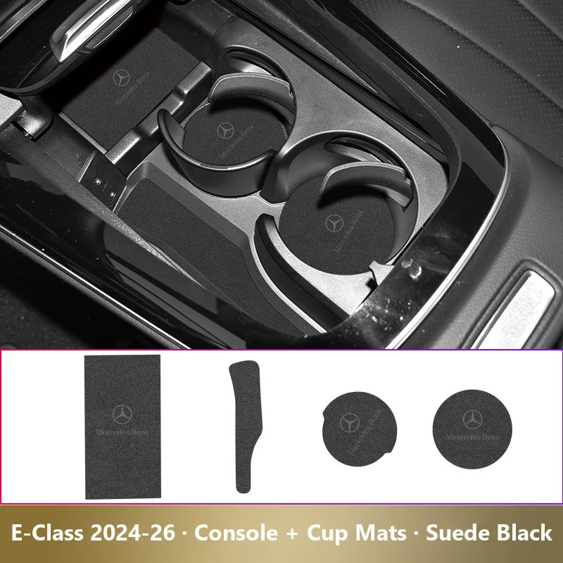 Mercedes-Benz leather console and cup holder mats