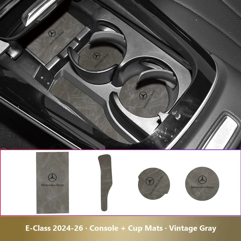 Mercedes-Benz leather console and cup holder mats