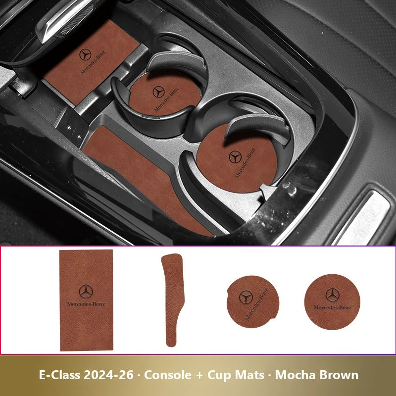 Mercedes-Benz leather console and cup holder mats
