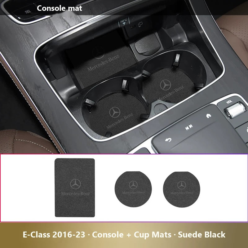 Mercedes-Benz leather console and cup holder mats