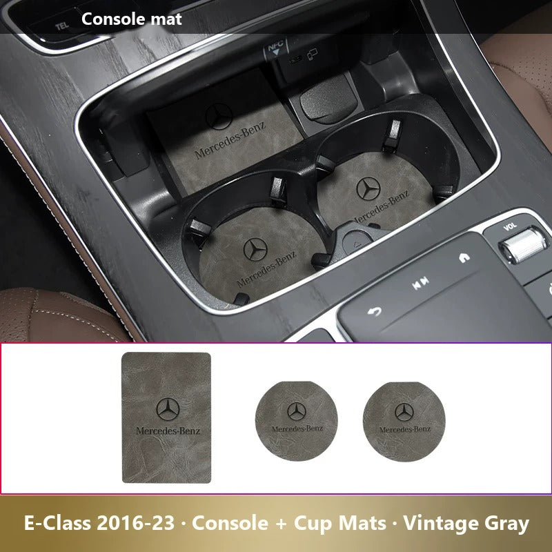 Mercedes-Benz leather console and cup holder mats