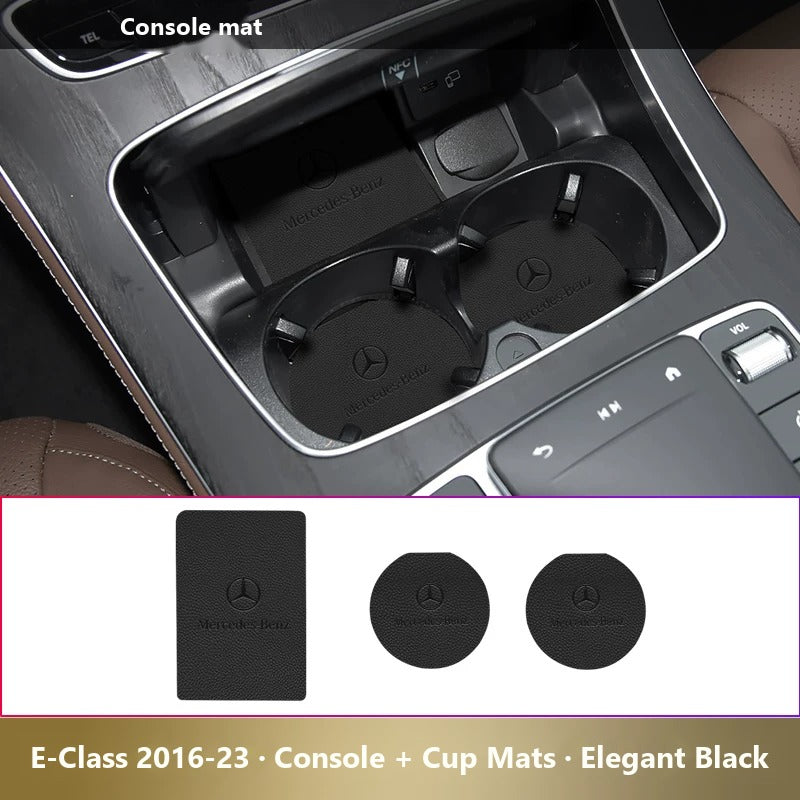 Mercedes-Benz leather console and cup holder mats