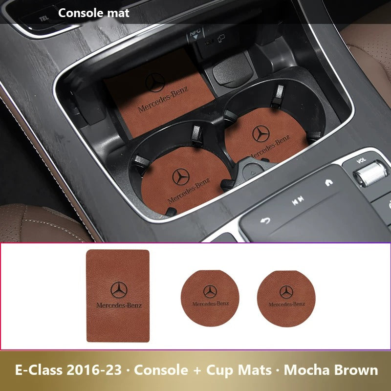 Mercedes-Benz leather console and cup holder mats