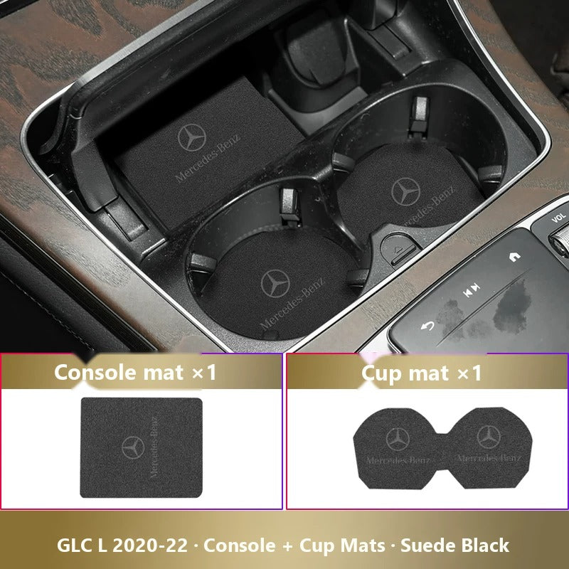 Mercedes-Benz leather console and cup holder mats