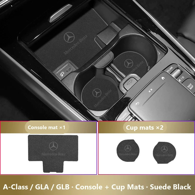 Mercedes-Benz leather console and cup holder mats