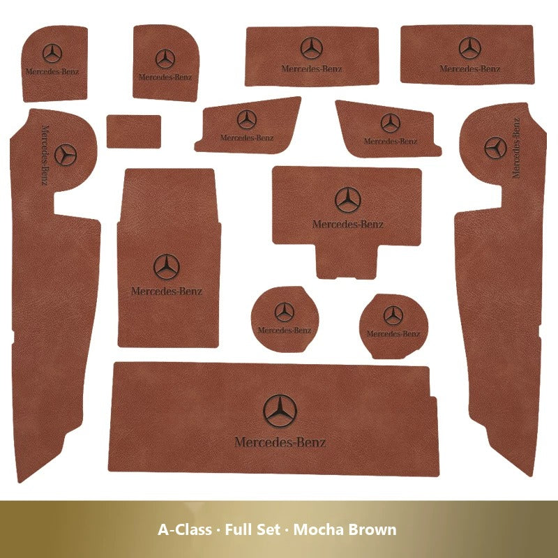 Mercedes-Benz leather console and cup holder mats