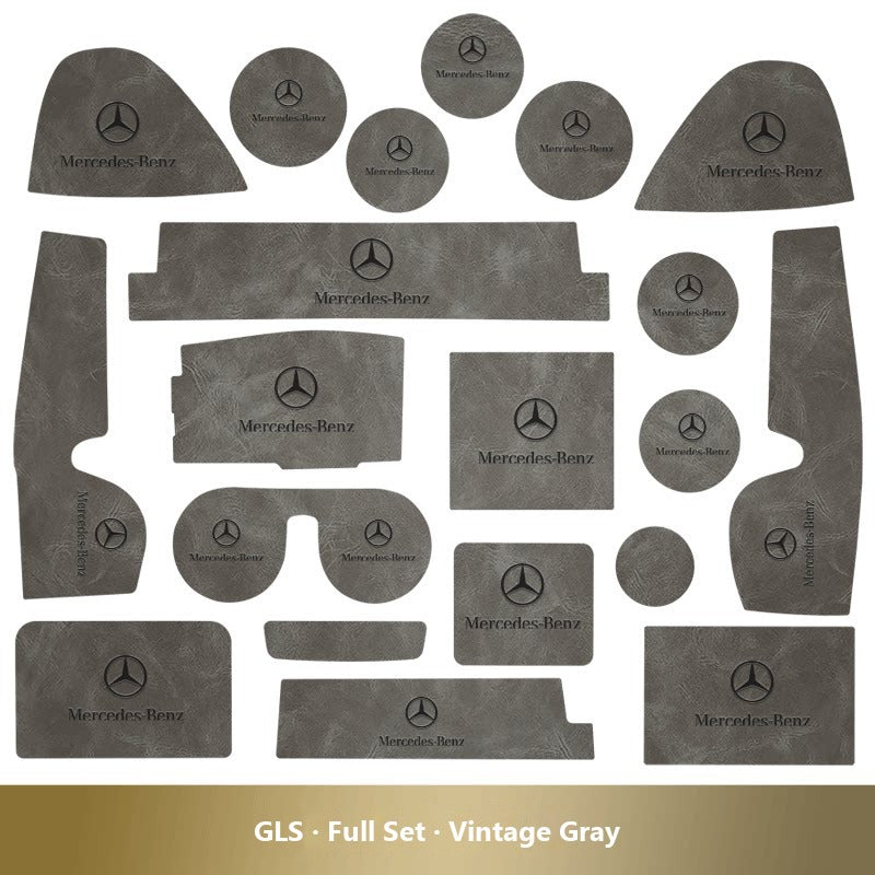Mercedes-Benz leather console and cup holder mats