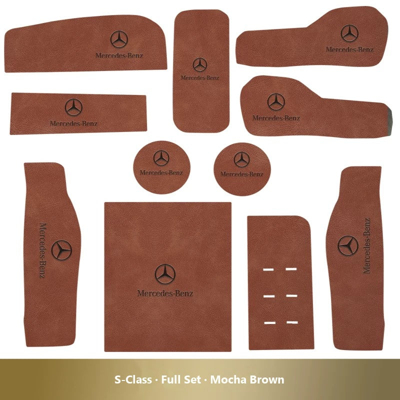 Mercedes-Benz leather console and cup holder mats