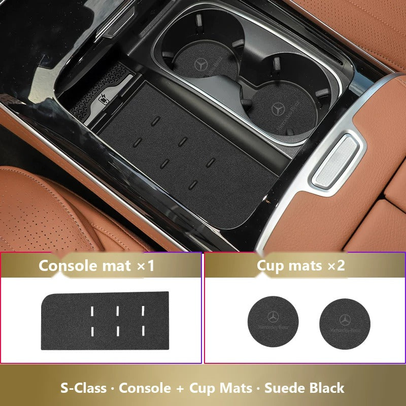 Mercedes-Benz leather console and cup holder mats