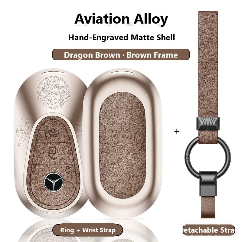 Mercedes-Benz Engraved Alloy Leather Key Case – New Oval Smart Key