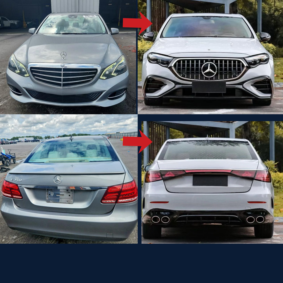 Mercedes-Benz E-Class W212 (2009–2015) to W214 E53 AMG (2024–2025) Conversion Body Kit – Bonnet, Fenders, Bumpers, Boot Lid, Side Skirts, Panamericana Grille, Headlights & Taillights