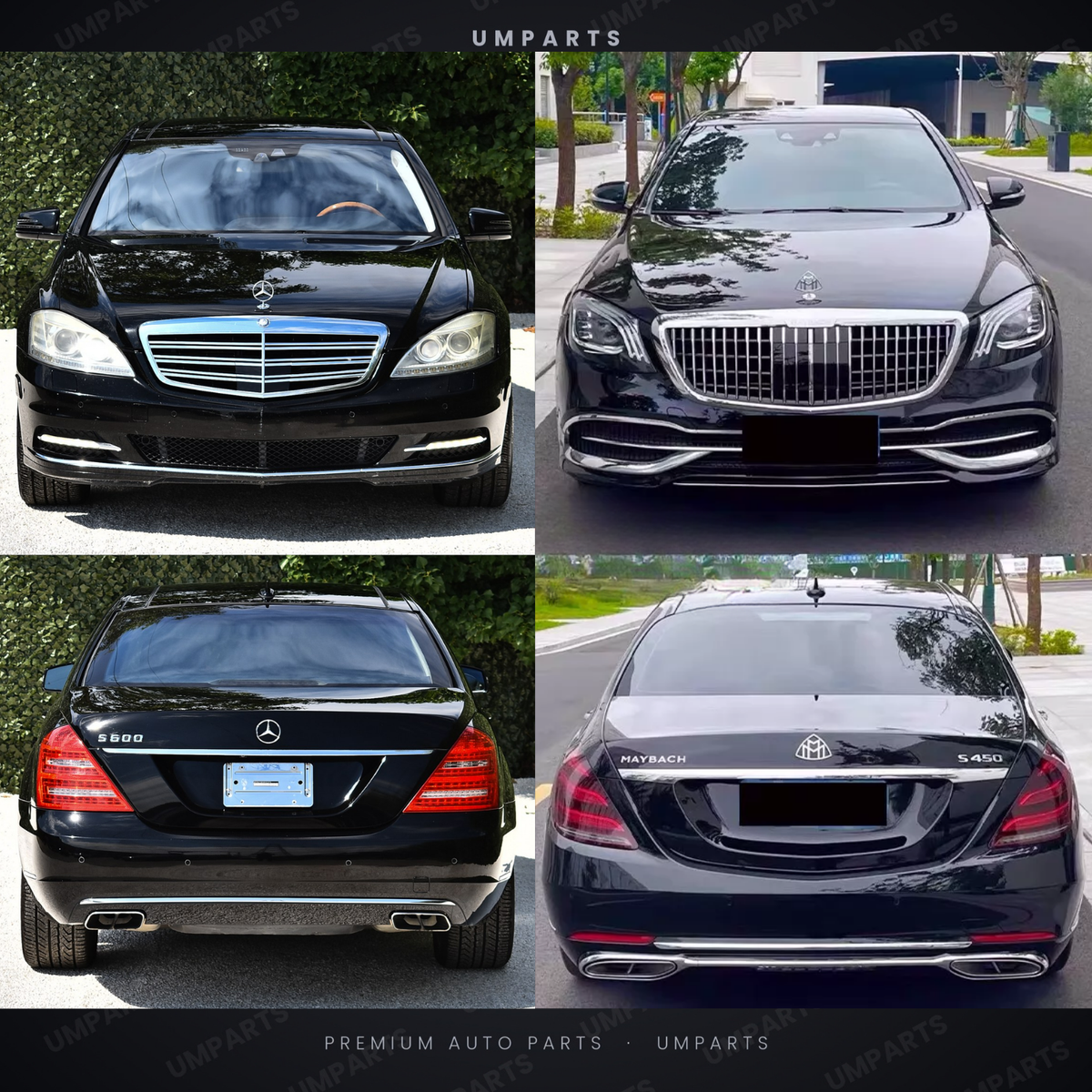Mercedes-Benz S-Class W221 (2006–2013) to W222 Maybach (2018–2020) Conversion Body Kit – Bonnet, Fenders, Bumpers, Boot Lid, Maybach Grille, Headlights & Taillights