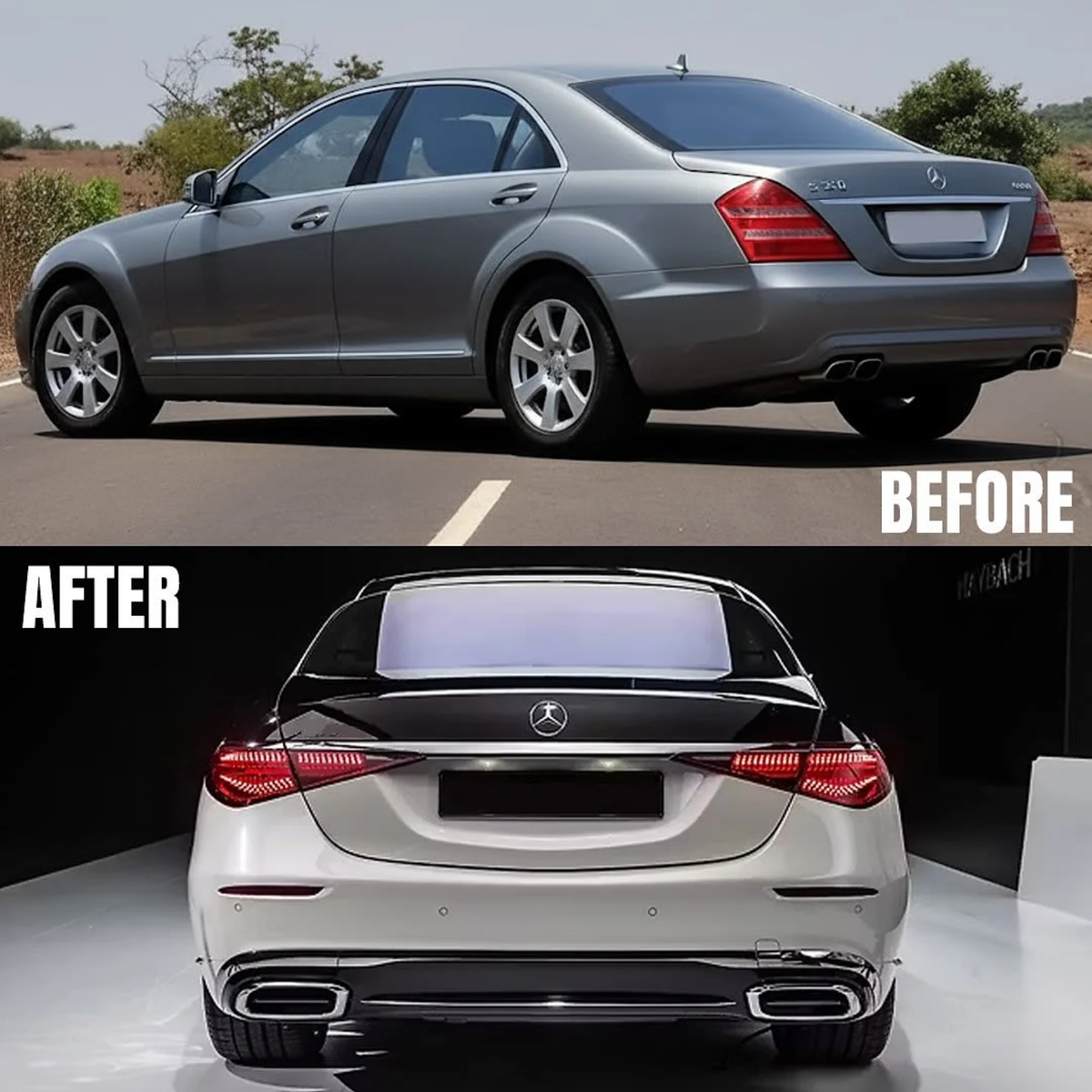 Mercedes-Benz S-Class W221 (2006–2013) to W223 Maybach (2024) Conversion Body Kit – Bonnet, Fenders, Bumpers, Side Skirts, Grille, Headlights & Taillights