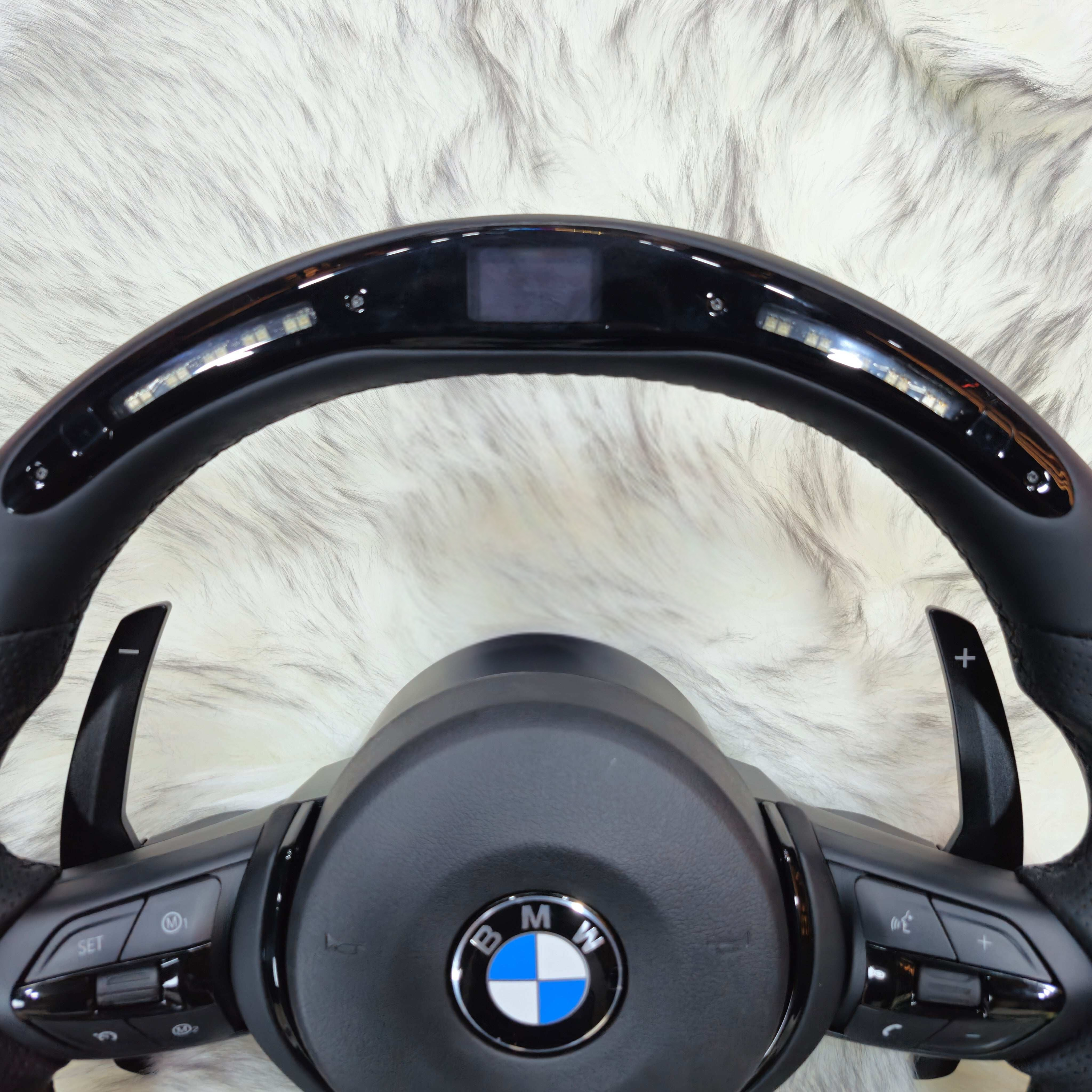 Perforated Nappa Leather Black Trim with Led Steering Wheel for BMW F Series