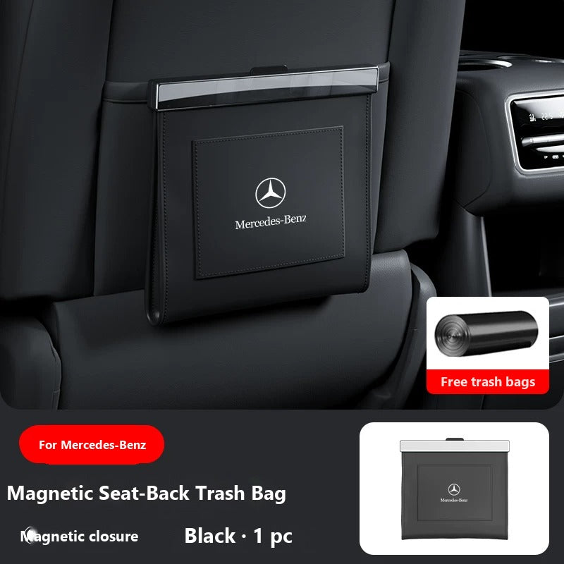 Magnetic seat-back trash bag for Mercedes-Benz