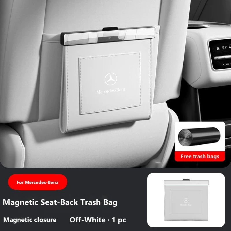 Magnetic seat-back trash bag for Mercedes-Benz