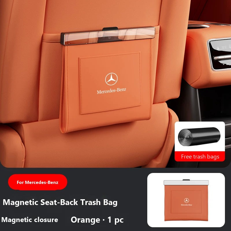 Magnetic seat-back trash bag for Mercedes-Benz