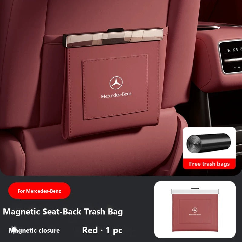 Magnetic seat-back trash bag for Mercedes-Benz