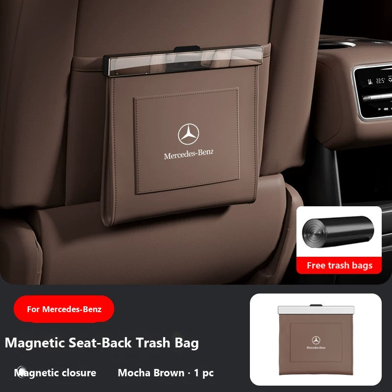 Magnetic seat-back trash bag for Mercedes-Benz