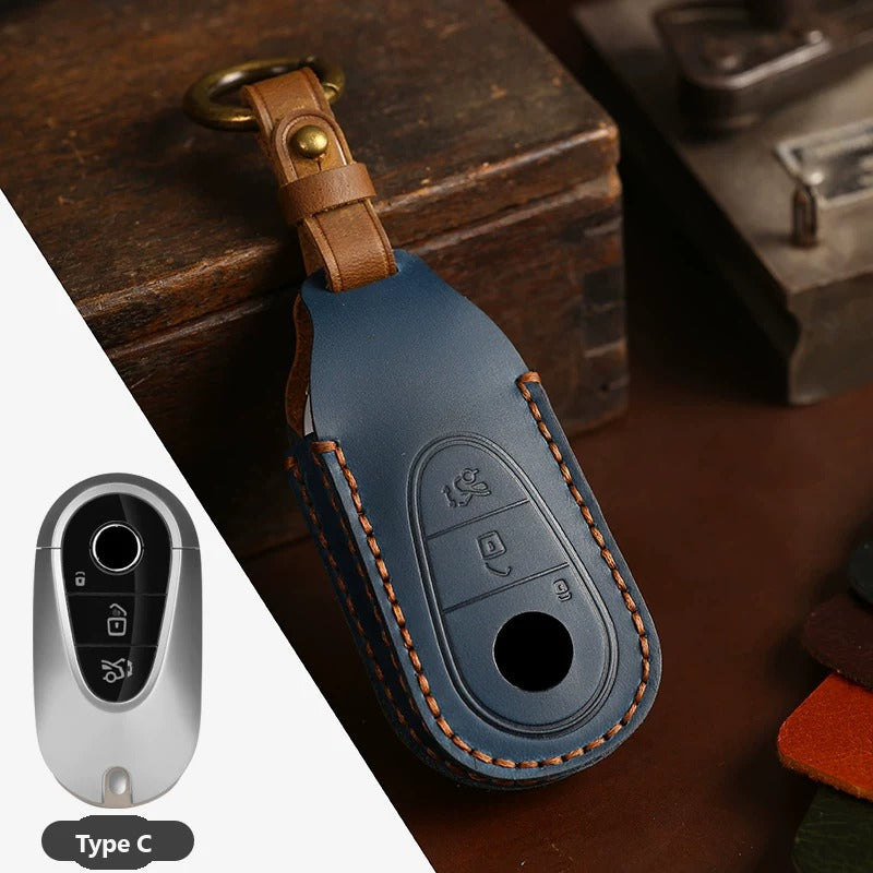 Mercedes-Benz Crazy Horse Leather Key Case – New Oval Smart Key