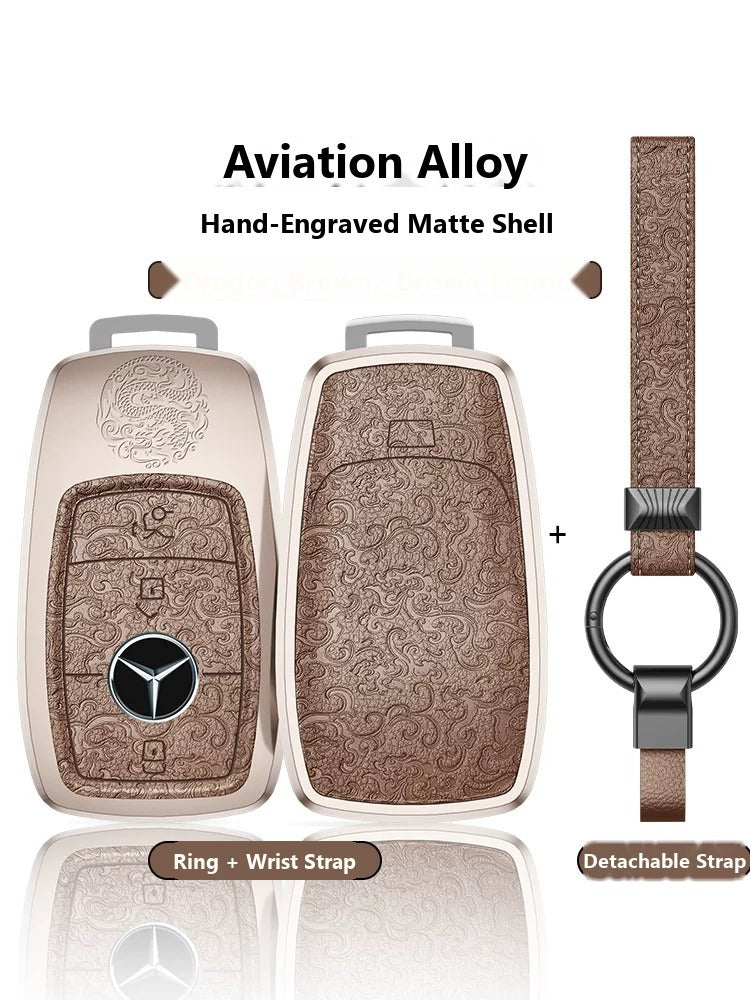 Mercedes-Benz Engraved Alloy Leather Key Case – Classic Smart Key