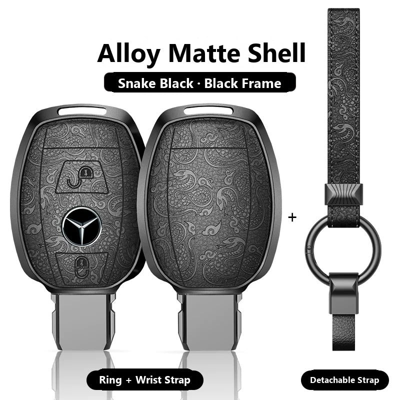 Mercedes-Benz Engraved Alloy Leather Key Case – Classic Smart Key