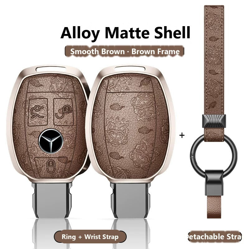 Mercedes-Benz Engraved Alloy Leather Key Case – Classic Smart Key