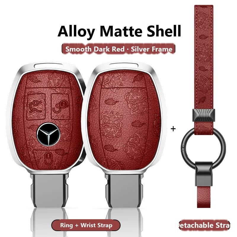 Mercedes-Benz Engraved Alloy Leather Key Case – Classic Smart Key