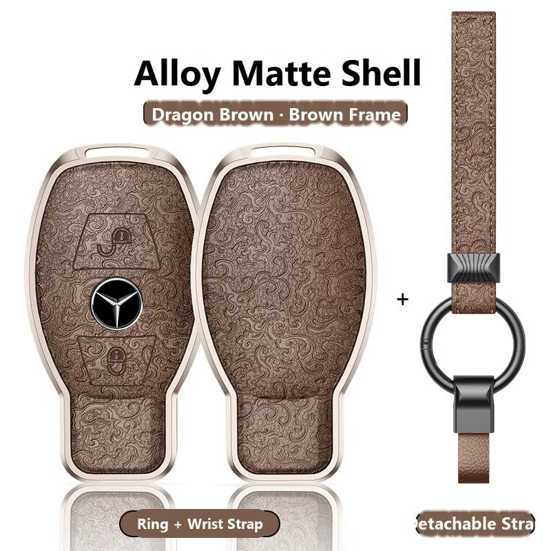 Mercedes-Benz Engraved Alloy Leather Key Case – Classic Smart Key