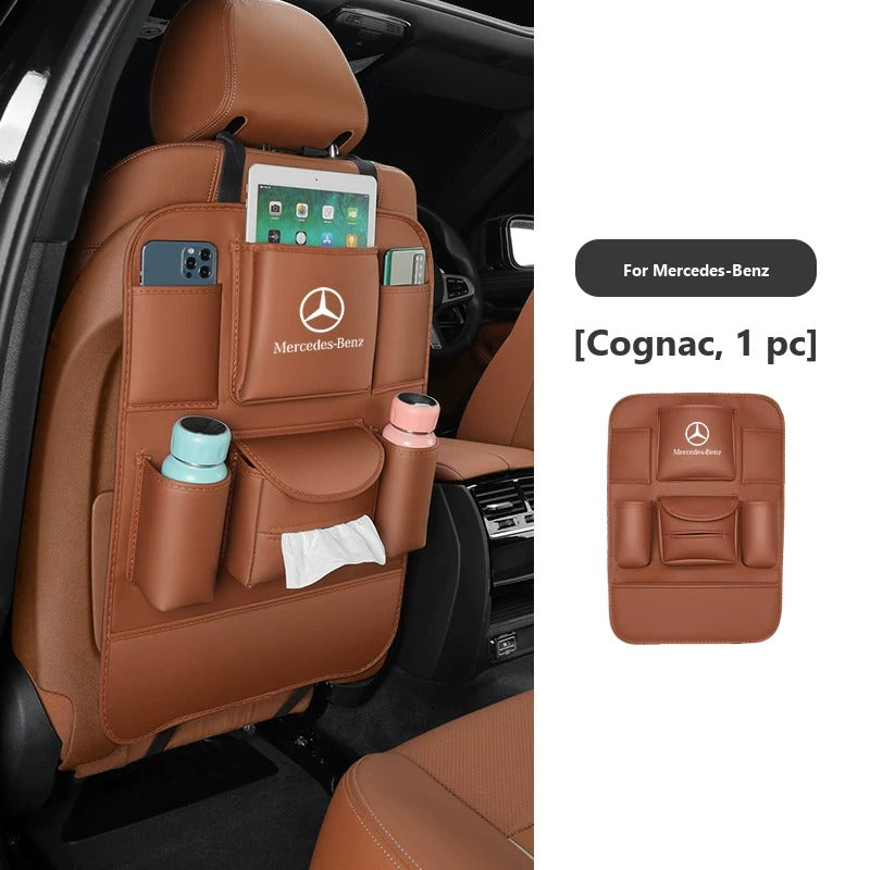 Seat-back organizer and kick mat for Mercedes-Benz