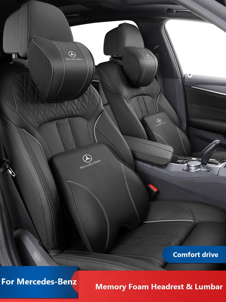 Mercedes memory foam headrest pillow and lumbar cushion