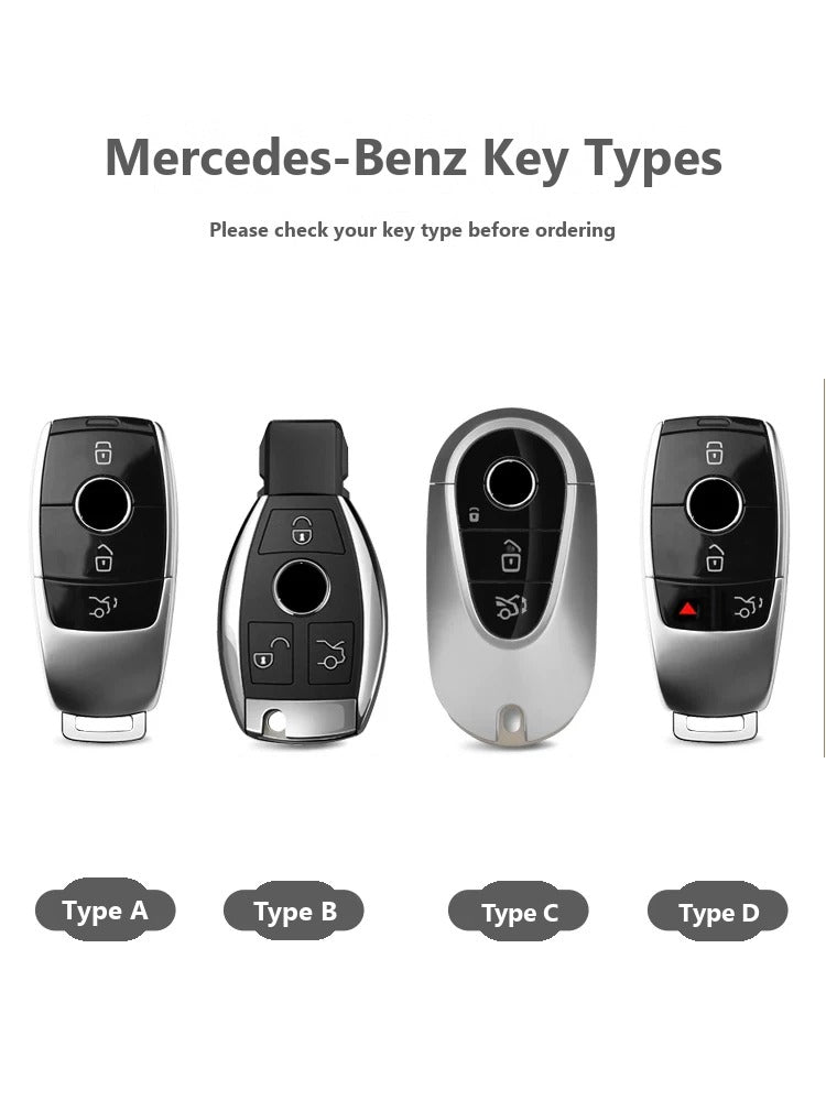 Mercedes-Benz Full-Cover Crazy Horse Leather Key Case – Classic Smart Key