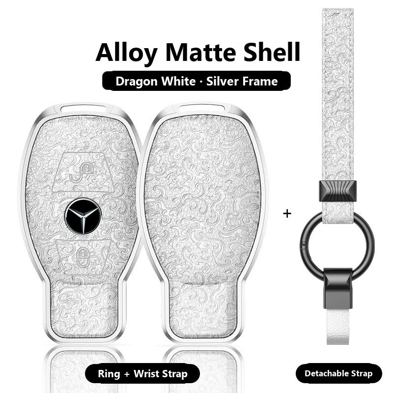 Mercedes-Benz Engraved Alloy Leather Key Case with Wrist Strap – Classic Smart Key