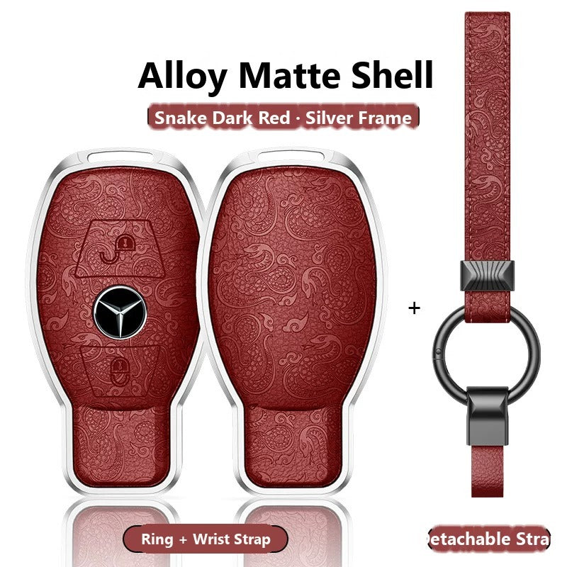 Mercedes-Benz Engraved Alloy Leather Key Case with Wrist Strap – Classic Smart Key