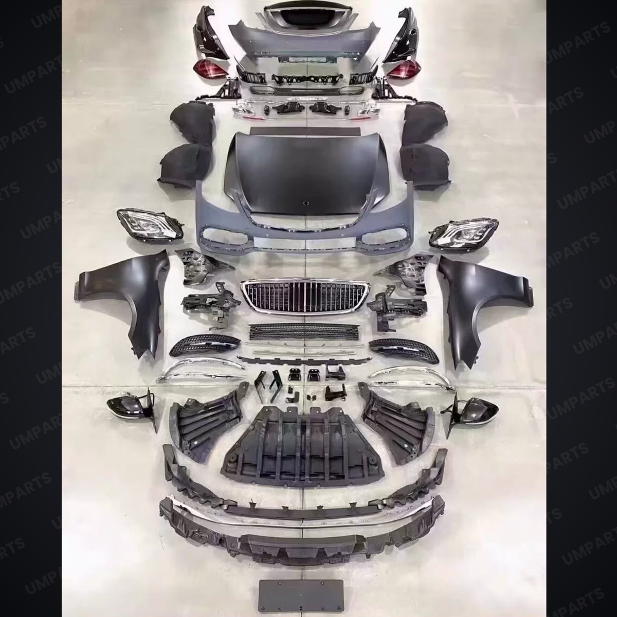 Mercedes-Benz S-Class W221 (2006–2013) to W222 Maybach (2018–2020) Conversion Body Kit – Bonnet, Fenders, Bumpers, Boot Lid, Maybach Grille, Headlights & Taillights