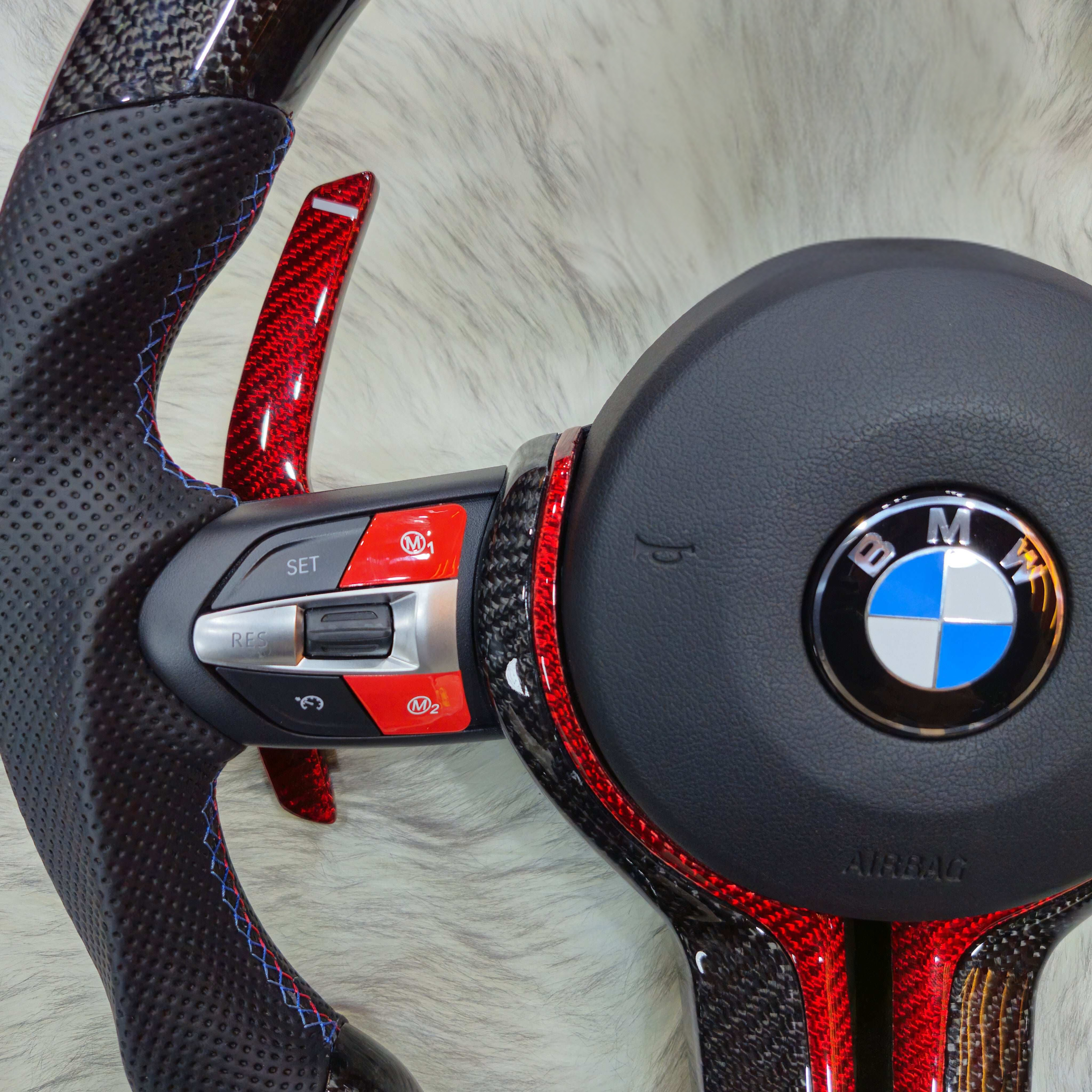 Carbon Fiber Red Trim with Led Steering Wheel for BMW F Series